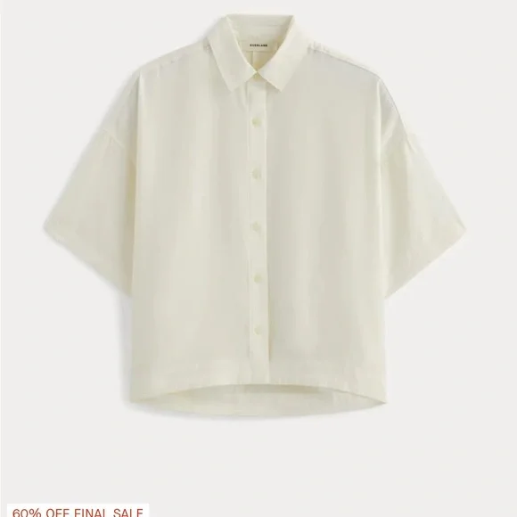 Everlane Off-White Short Sleeve Button-Up - Picture 2 of 4